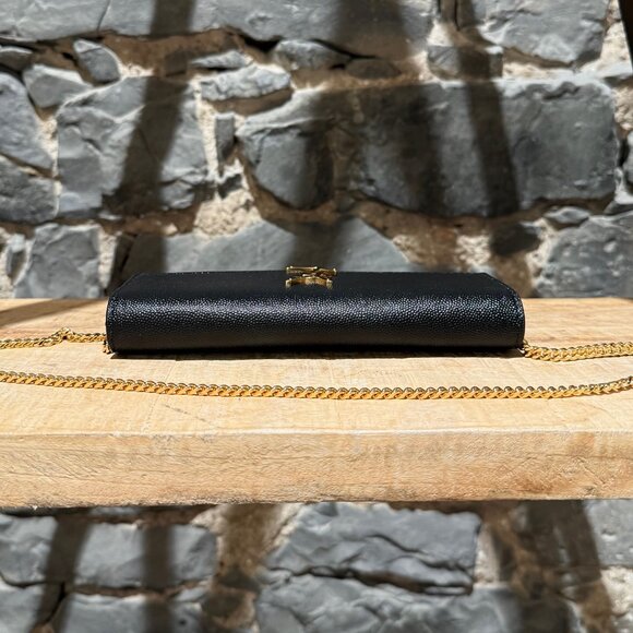 Saint Laurent Black Grain de Poudre Leather Uptown Chain Wallet W/ Card Case - Picture 5 of 16